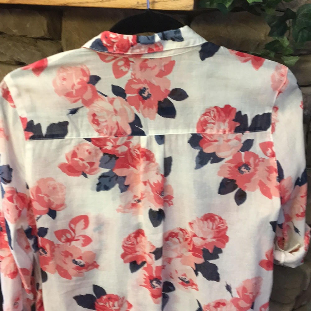 GAP Floral Button Down Shirt - Pink and Blue - Picture 2 of 3
